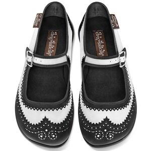 Chocolaticas Havana Women's 41 US 11 Mary Jane Flat Black White Funky NEW